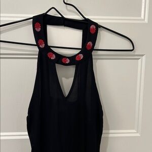 Candie's Asymmetrical Black & Red Embroidered Dress